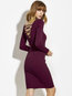 Modern Round Neck Plain Backless Knitted Knee Length Dresses (Style V200157)