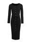 Modern Bodycon Round Neck Plain Knitted Bodycon Dresses (Style V200158)