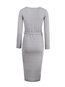 Modern Bodycon Round Neck Plain Knitted Bodycon Dresses (Style V200158)