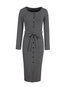 Modern Bodycon Round Neck Plain Knitted Bodycon Dresses (Style V200158)