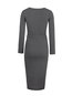 Modern Bodycon Round Neck Plain Knitted Bodycon Dresses (Style V200158)