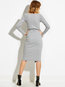 Modern Bodycon Round Neck Plain Knitted Bodycon Dresses (Style V200158)