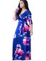 Expansion V-neck Floral Print Polyester Maxi Dresses (Style V200161)