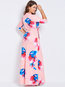 Expansion V-neck Floral Print Polyester Maxi Dresses (Style V200161)