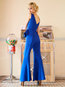 Maxi Slim Plain Polyester Backless Jumpsuit (Style V200163)