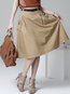 Knee Length A-line Patchwork Cotton Plain Skirt (Style V200168)