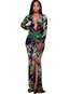 Sheath V-neck Floral Print Maxi Dresses (Style V200173)