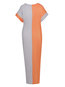 Bodycon Round Neck Color Block Patchwork Milk Fiber Bodycon Dresses (Style V200183)