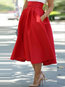 Mid-Calf Ball Gown Patchwork Cotton Blends Plain Skirt (Style V200191)