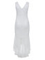 Mermaid V-neck Plain Patchwork Lace Maxi Dresses (Style V200197)