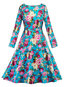 A-line Round Neck Floral Print Floral Dresses (Style V200199)