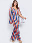 Maxi Slim Striped Polyester Jumpsuit (Style V200207)