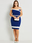 Bodycon Off The Shoulder Color Block Backless Polyester Knee Length Dresses (Style V200210)