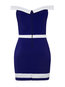 Bodycon Off The Shoulder Color Block Backless Polyester Knee Length Dresses (Style V200210)