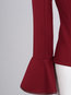 Turtleneck Slim Plain Nylon Cascading Ruffle T Shirt (Style V200215)