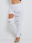 Maxi Skinny Cut Out Cotton Denim Fabric Plain Jeans (Style V200219)
