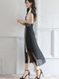 Expansion Round Neck Color Block Patchwork Midi Dresses (Style V200221)