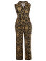 Maxi Slim Geometric Cotton Blends Pattern Jumpsuit (Style V200223)