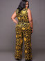 Maxi Slim Geometric Cotton Blends Pattern Jumpsuit (Style V200223)