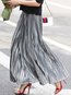 Ankle Length Pleated Patchwork Acrylic Plain Skirt (Style V200227)