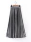 Ankle Length Pleated Patchwork Acrylic Plain Skirt (Style V200227)