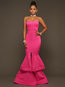 Mermaid Strapless Plain Backless Maxi Dresses (Style V200233)