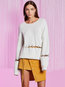 Round Neck Standard Plain Wool 3D Sweater (Style V200234)