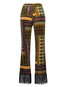 Maxi Slim Patchwork Polyester Geometric Casual Pants (Style V200240)