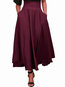 Ankle Length Fit and Flare Patchwork Polyester Plain Skirt (Style V200255)
