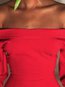 Pencil Off The Shoulder Plain Backless Midi Dresses (Style V200274)