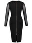 Little Black Dress Bodycon Round Neck Plain Knitted Knee Length Dresses (Style V200275)