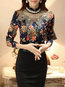 Standard Slim Floral Patchwork Blouse (Style V200276)