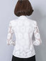 Stand Collar Standard Slim Plain Lace Blouse (Style V200290)