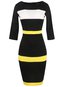 Work Bodycon Round Neck Striped Patchwork Knee Length Dresses (Style V200293)