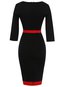 Work Bodycon Round Neck Striped Patchwork Knee Length Dresses (Style V200293)