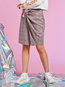 Knee Length Bodycon Preppy Ruffle Plaid Skirt (Style V200294)