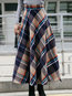 Ankle Length Fit and Flare Patchwork Wool Blends Plaid Skirt (Style V200301)