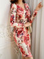 Bodycon V-neck Floral Print Bodycon Dresses (Style V200303)