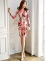 Bodycon V-neck Floral Print Bodycon Dresses (Style V200303)