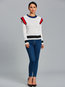 Round Neck Standard Slim Color Block Patchwork Sweater (Style V200314)