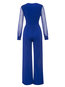 Maxi Slim Plain Polyester Patchwork Jumpsuit (Style V200317)