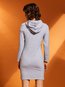 Bodycon Hooded Plain Pockets Cotton Bodycon Dresses (Style V200321)