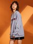 Round Neck Midi Loose Letter Patchwork Hoodie (Style V200322)