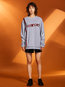 Round Neck Midi Loose Letter Patchwork Hoodie (Style V200322)
