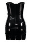 Sheath Strapless Plain Backless Pu Leather Mini Dresses (Style V200340)