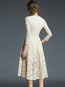 A-line V-neck Plain Lace Lace Midi Dresses (Style V200345)
