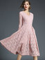 A-line V-neck Plain Lace Lace Midi Dresses (Style V200345)