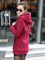 Hooded Midi Straight Plain Hoodie (Style V200357)