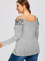 Off The Shoulder Standard Loose Cotton Blends Backless T Shirt (Style V200361)