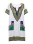 Tribal Straight Patchwork Mini Dresses (Style V200362)